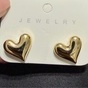 Gold Heart Stud Earrings